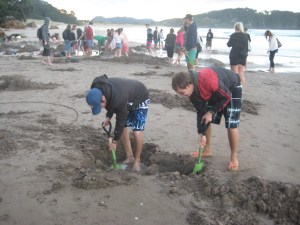 Digging pools at Hot Water Beach